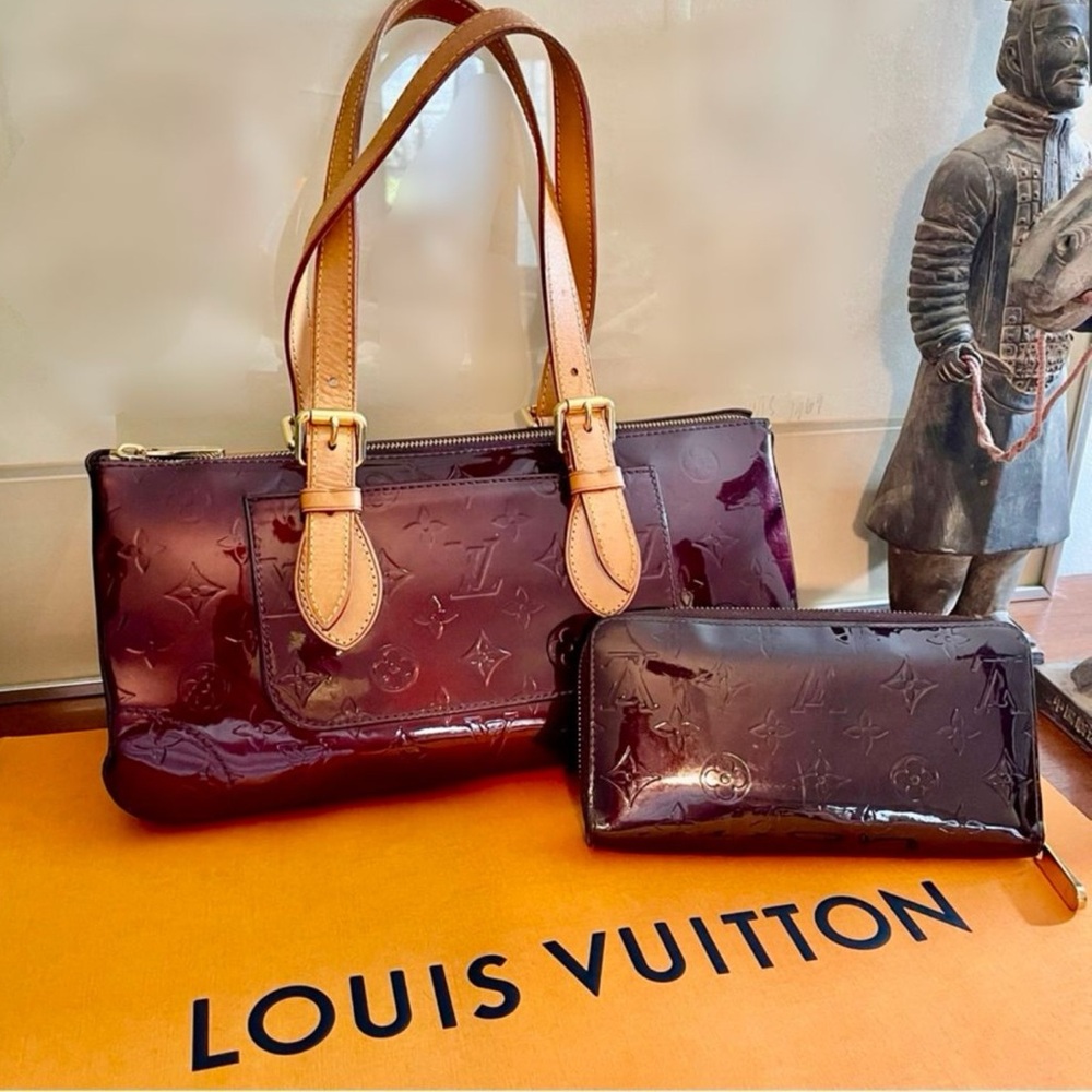 Louis Vuitton Rosewood Ave Vernis in Rouge Fauviste & Zippy Wallet in Amarante